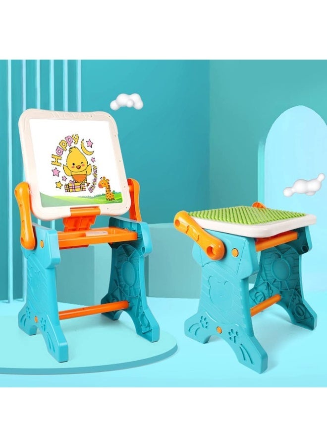 2-in-1 Kids Educational Table with Dual-Sided Drawing Board  Whiteboard and Chalkboard  Activity Table for Creativity, Learning Letters and Numbers Easy No-Screw Assembly  Suitable for Children Ages 3 and Up - Image 4